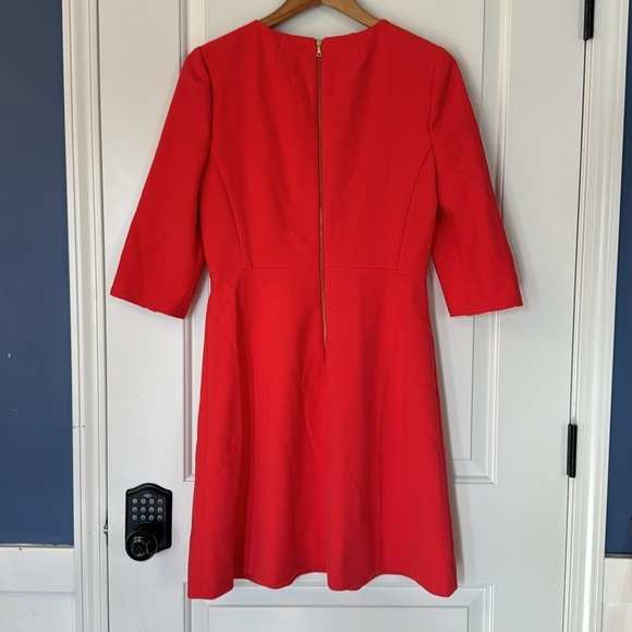 Soft red J. Crew Dress business casual size 8 3/4 sleeve Gold back zipper - Picture 5 of 8